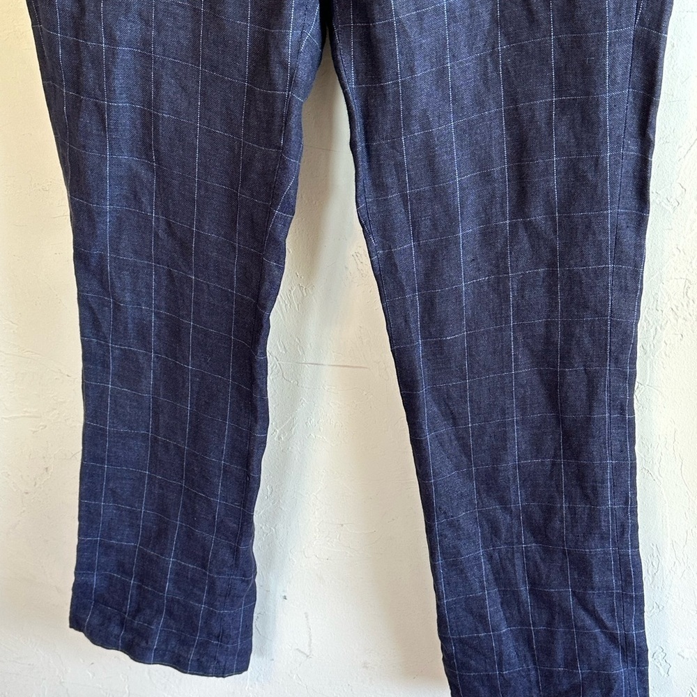 Men's Navy Plaid Dress Pants - Picture 3 of 10